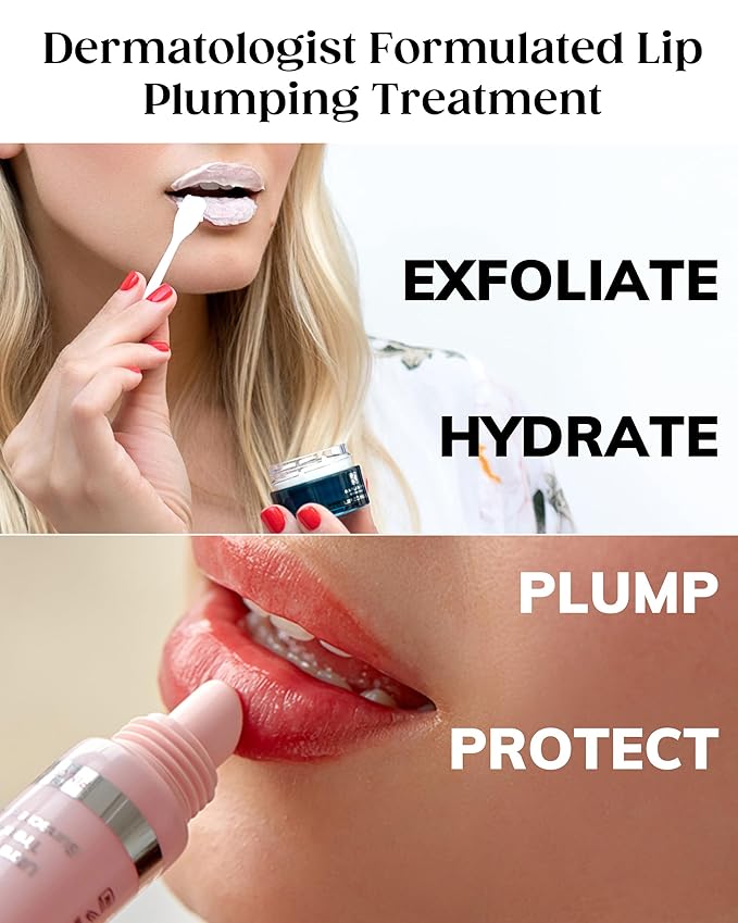 KAPLAN MD Perfect Pout Lip Mask & SPF 30 Lip Balm Duo – Hydrating Treatment with Hyaluronic Acid – Lip Mask (1 oz) + Rose Blush Balm (0.35 oz)