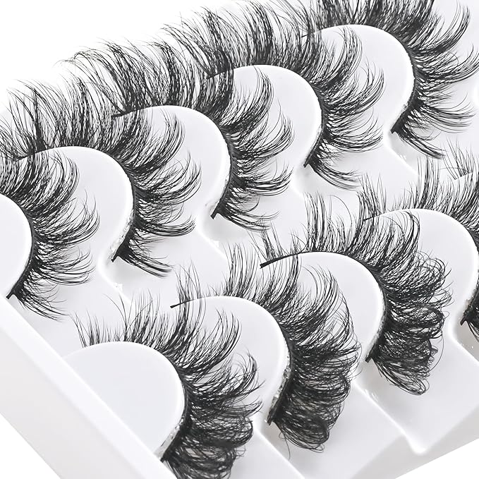 FARRED Fox Eye Lashes Natural False Eyelashes Wispy Mink Cat Eye Lash Fluffy Wispies Eyelash Natural Look 10 Pairs Fake Lashes Pack Volume Lash Strips Pestañas (Z08|8-16MM)