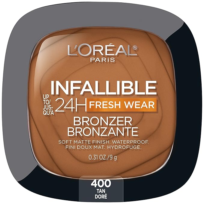 L'Oreal Paris Infallible Up to 24H Fresh Wear Soft Matte Longwear Bronzer. Waterproof, heatproof, Transfer, humidity and sweatproof, Tan, 0.31 oz