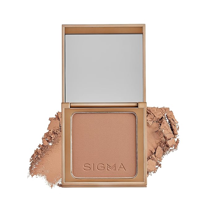 Sigma Beauty Matte Bronzer - Longwear Light Bronzer Powder with Matte Finish for Face - Achieving a Natural, Sun Kissed Glow (Dark)