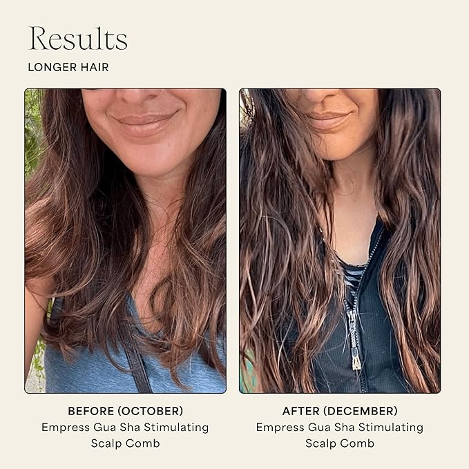 WILDLING Empress Gua Sha Stimulating Scalp Massager Comb I Scalp Scrubber for Hair Growth + Deep Scalp Cleansing I Patented Design Crafted with 100% Authentic Bian Stone