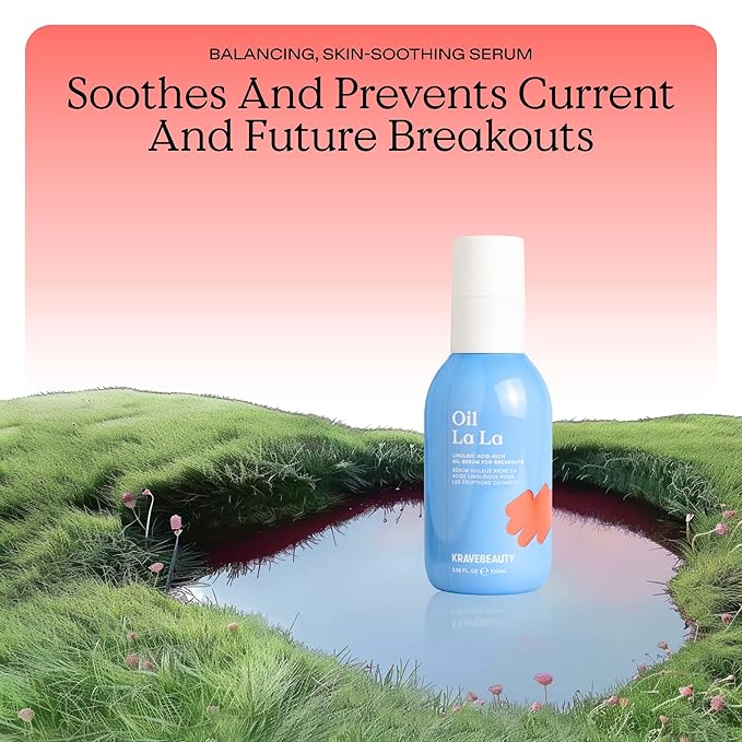 KraveBeauty Jumbo Oil La La Serum – K-Beauty Linoleic Acid-Rich Oil, Non-Comedogenic, Helps Breakouts, Clogged Pores & Dark Spots, Vegan & Cruelty-Free, 3.38 fl oz