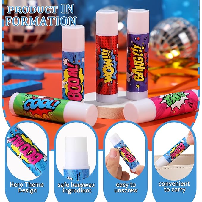 100 Pcs Hero Party Favors Lip Supplies