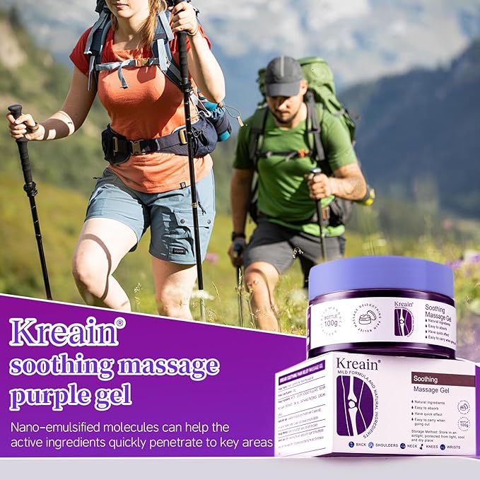 2 PCS Kreain Soothing Massage Purple Gel for Back, Neck, Shoulders, Hands, Feet, Wrists, Whole Body, Rich in Extracted Emu Oil, Safflower & Turmeric (3.5 OZ)