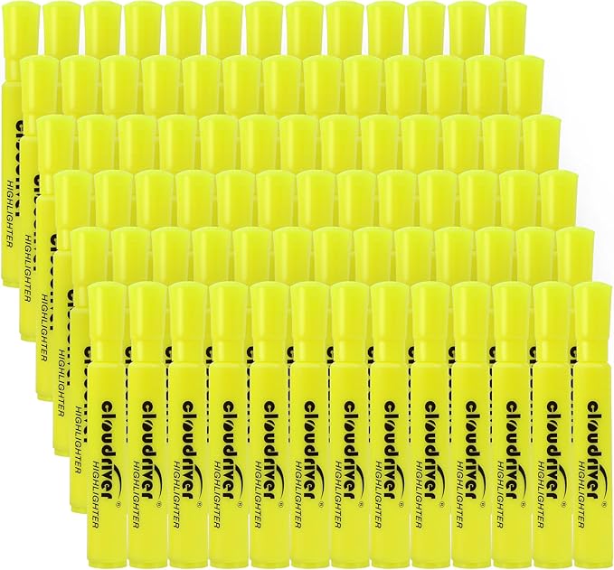 cloudriver Highlighters Bulk Pack of 78, Yellow Highlighter, Chisel Point, Quick Drying Ink, Highlighters Suitable For Classroom, Office And Shop