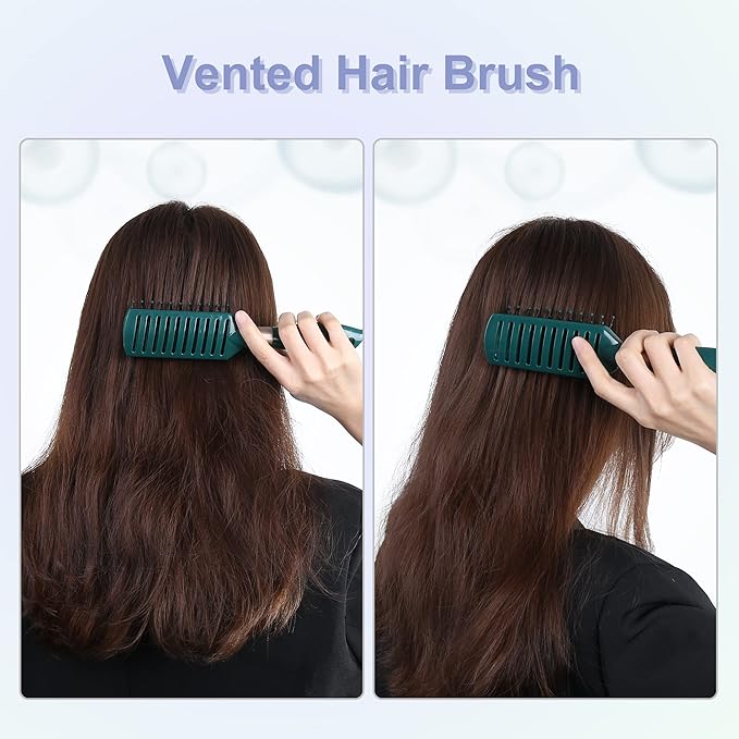 VOCOSTE Vent Hair Brush, Detangling Brush for Women and Men, Wet Hair Brush with Ball Tipped Bristles for All Hair Types, Green