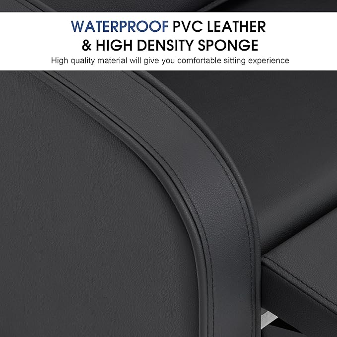 BarberPub Backwash Shampoo Station Chair, Adjustable Porcelain Ceramic Hair Wash Bowl Sink Unit Station, Reclining Shampoo Station Chair for Spa Beauty Salon Hair Salon Equipment 9303 (Black)