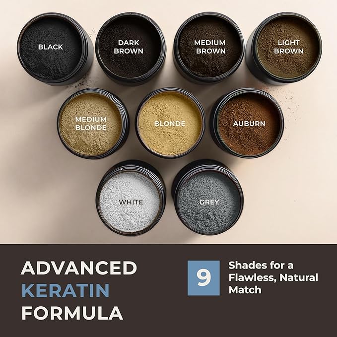 Keratin Hair Fibers for Men & Women - Fill In Fine or Thinning Hair, Instantly Thicker, Fuller Looking Hair (Dark Brown 30g)