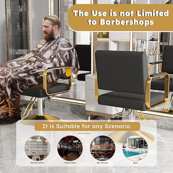 Heavy Duty Barber Chair for Hair Stylist,Professional Reclining Hair Salon Seat,Adjustable Seat Height 34-40" Barber Beauty Shampoo Barbering Equipment for Hair Stylist Spa