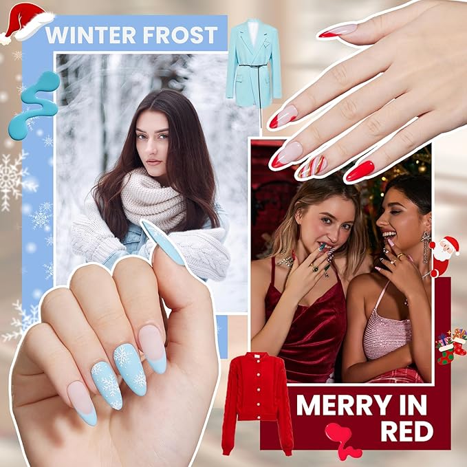 Beetles 54 Pcs Christmas Gel Nail Polish Kit with U V Light - 32 Color Gel Nail Kit Gifts for Teens Girls Women Four Seasons Glow Soak Off Red White Winter Nails Art Home Salon Home DIY Manicure Set