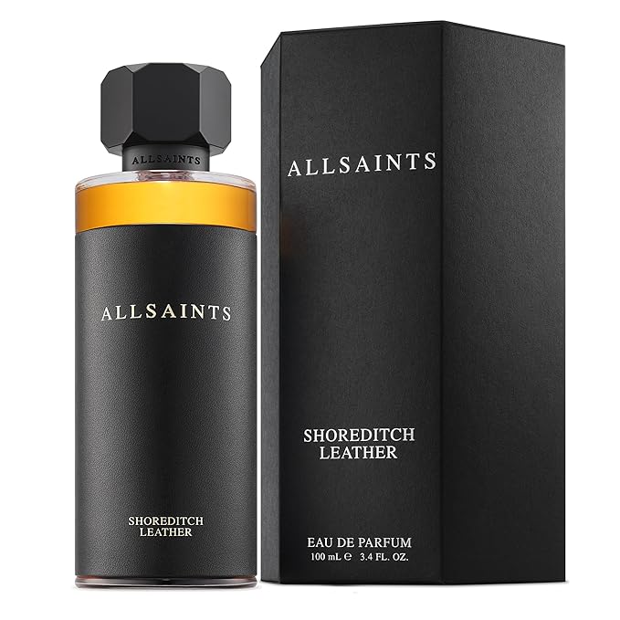 AllSaints Shoreditch Leather Eau De Parfum - Chypre Leather Wood Fragrance - Unisex Perfume with Vetiver & Amber Fragrance - Essential Oil Scent for Sensual Evening Wear - 100mL/3.4 fl oz