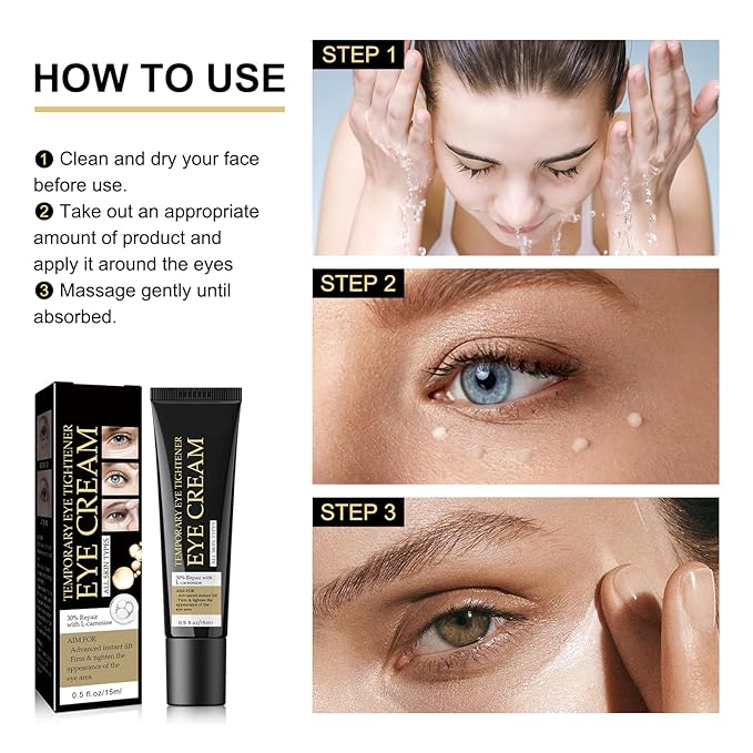 Temporary Eye Tightener Eye Cream, Instant Firmx Eye Cream Reduces Under Eye Bags and Wrinkles, Dark Circles Anti Aging Fine Lines, Firm Skin Under Your Eyes