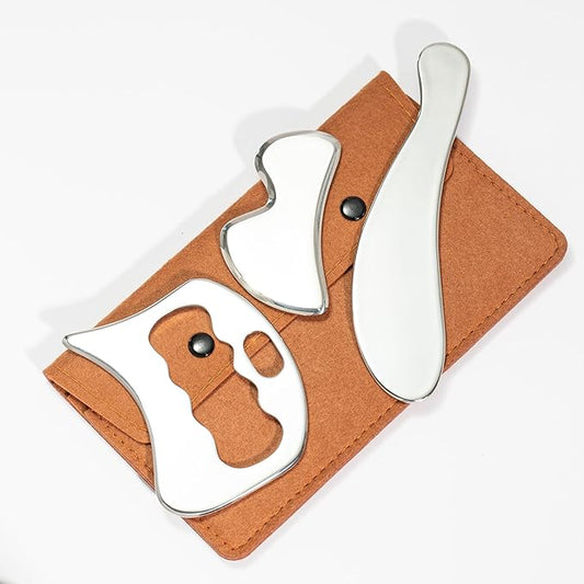 Gua sha Tool gua sha Stainless Steel iastm Tool Gussha Massage Tool Muscle Scraping Tool for Soft Tissue Therapy and Reduce Arms,Back, Legs, Neck Muscle Pain(DAOSHANB)…………