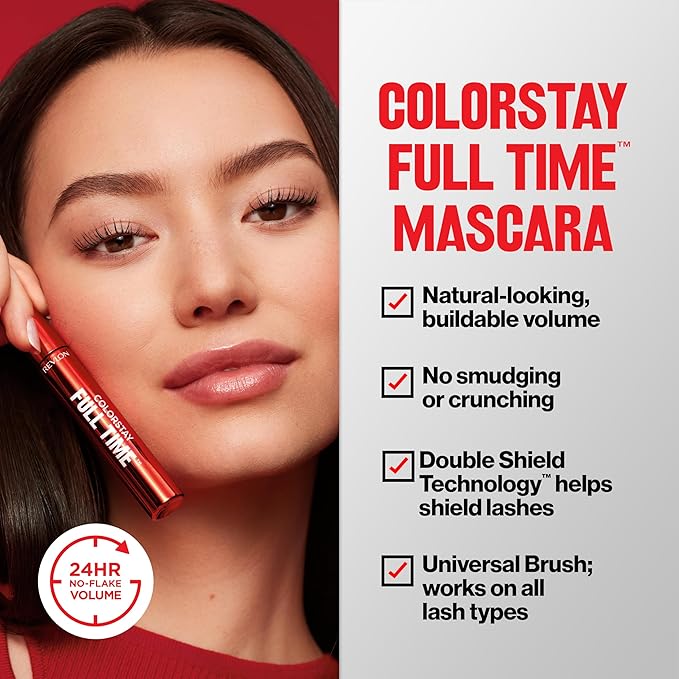 Revlon ColorStay Full Time Mascara, Volumizing Eye Makeup, 24 Hour Wear, Smudge-Proof, Non-Clumping and Flake-Free Formula, 402 Black Brown
