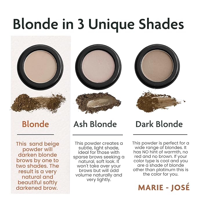 Marie-José Light Blond Eyebrow Powder Sand Beige Eyebrow Cake Powder - Effortless All-Day Brow Beauty - Compact Size 0.10oz for Purse or Travel Size - Made in USA