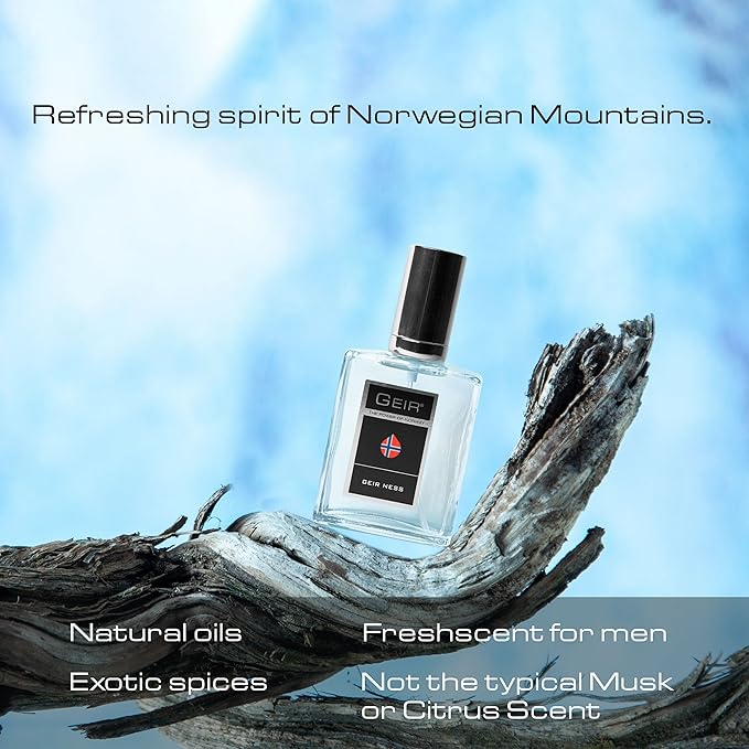 Geir Ness Eau de Parfum Spray For Men - Long Lasting Fresh, Cool Scent - Mix of Refreshing Norwegian Mountain Fragrance - 3.4 oz…