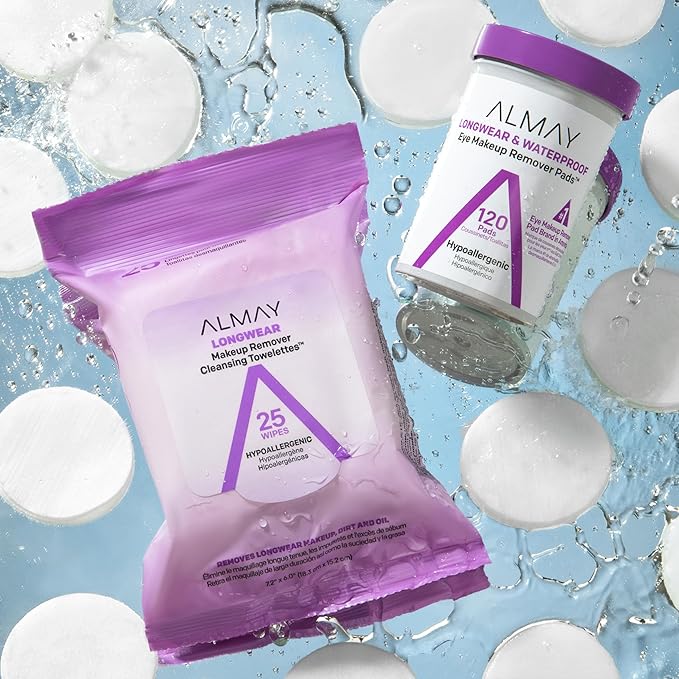Almay Makeup Remover Pads, Longwear & Waterproof, Hypoallergenic, Fragrance-Free, Dermatologist & Ophthalmologist Tested, 2 pack