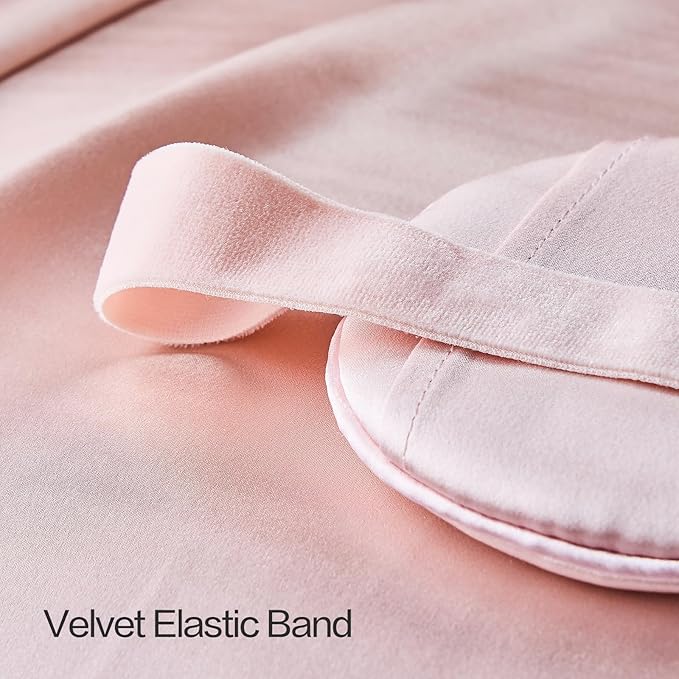 22mm Mulberry Silk Beauty Sleep Mask with Velvet Band & Travel Pouch, Light Blocking, Hair & Skin Friendly,Pink Gift Packaging