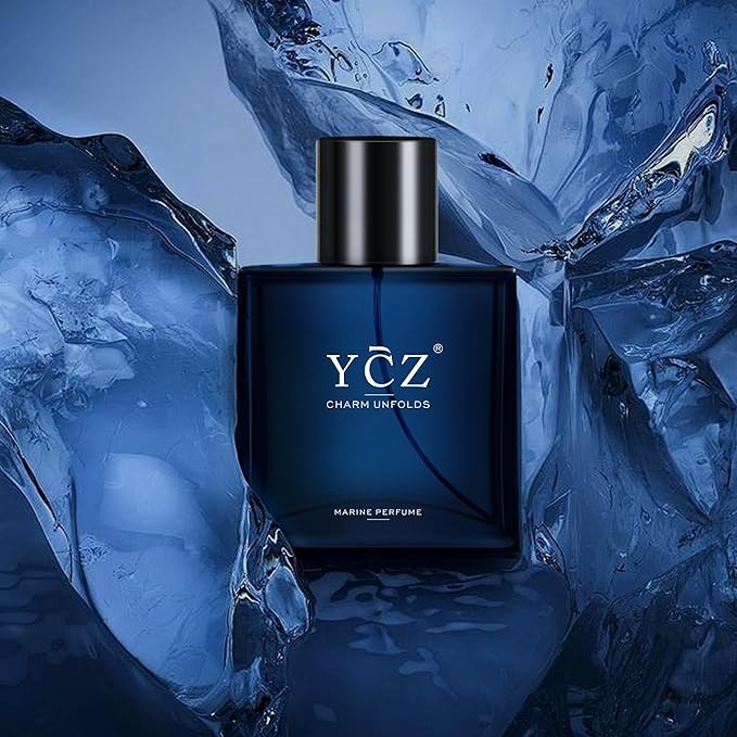 Ycz Charm Unfolds Marine Perfume for Men, 1.7 oz. Long Lasting Eau De Parfum Cologne For Men, Oriental Woody Fragrance - Ideal Special Occasions, Making it the Ideal gentlemen’s Gift (2-Pack).
