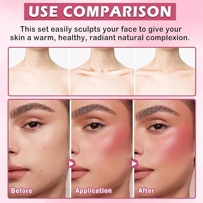 CAHIUYOA 6 Colors Cream Contour Stick Makeup Kit,Highlighter Makeup Stick,Bronzer Contour Stick and Blush Stick for Cheeks,Long Lasting Waterproof Face Highlighter Makeup Contour Kit (Set A)