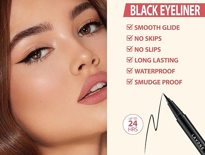 Eyebrow Pencil Kit, with Microblading Eyebrow Pen, Eyebrow Gel, Eyeliner, Eyebrow Brush, Eyebrow Pencils for Women, Waterproof, Smudge Proof, Long Lasting Makeup Formula - Black