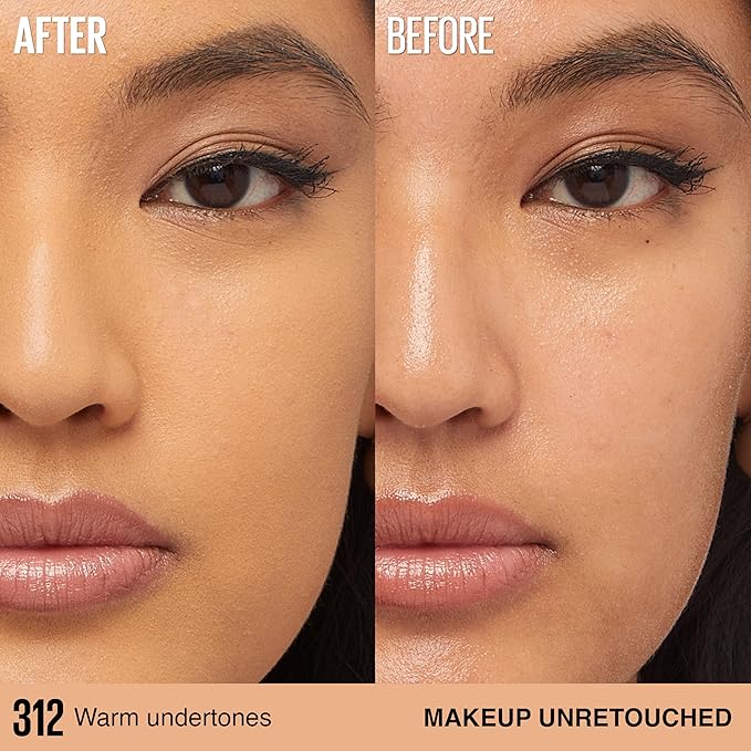 Maybelline Super Stay Lumi-Matte Foundation, Lightweight and Buildable Full Coverage Foundation Makeup For Up To 30HR Wear, 312, 1 Count