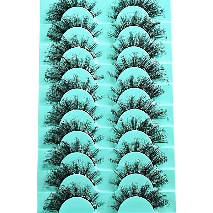 Cat Eye Lashes Natural Fox Eyelash Wispy Russian Strip Eyelashes 10 Pairs D Curl Fake Fairy Lash Strips Fluffy Spiky Cateye Lashes Wispies False Eyelash Foxy Look (Fox Eyelashes | 8-16mm)