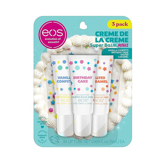 eos 24H Moisture Super Balm Minis- Crème de la Crème, Limited-Edition Lip Mask, Variety Pack, 0.169 fl oz, 3-Pack