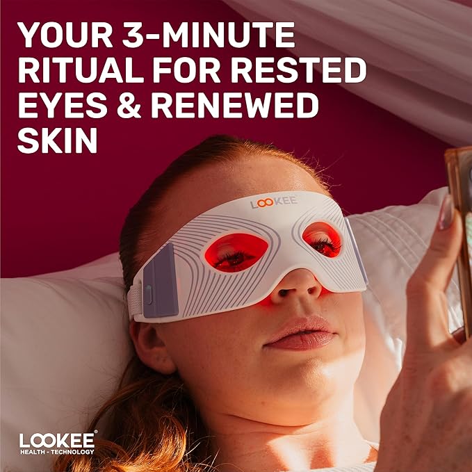 LOOKEE Under Eye Red Light Therapy Glasses - Premium 80 LEDs – Reduce Wrinkles, Dark Circles & Eye Bags, Boost Collagen & Anti-Aging in Just 3 Minutes a Day