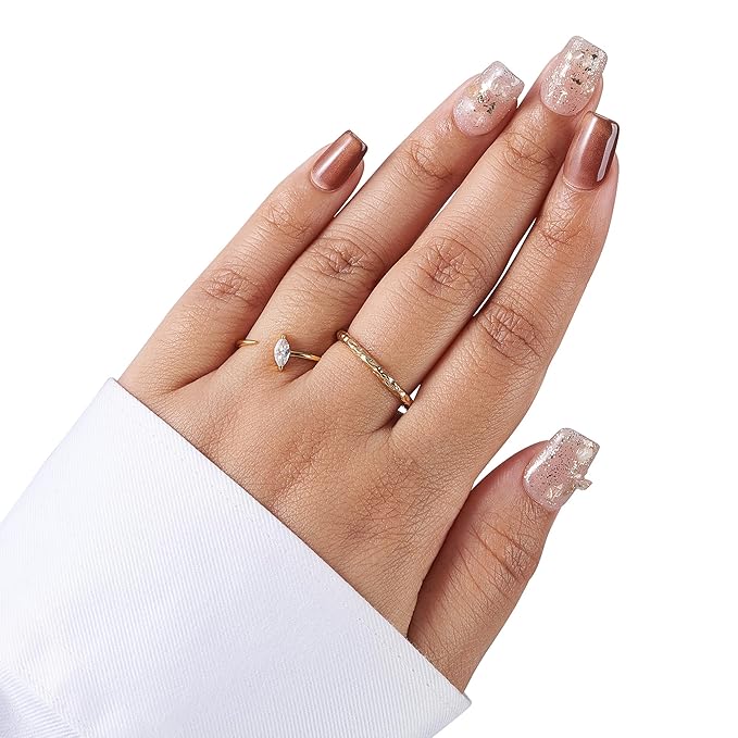 Medium- Nude Luxe French Tip Press-On 10 Nails Manicure Kit for Women | Custom Handcrafted Nail Glue, Dual Nail File, Cuticle Stick & Buffer Block | Measure Before Ordering