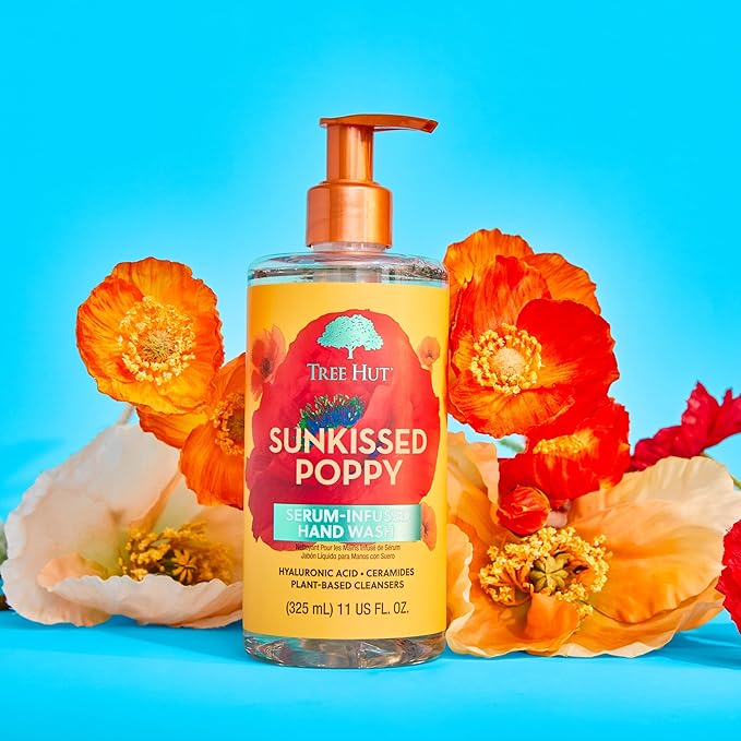 Tree Hut Sunkissed Poppy Serum Infused Hand Wash, Nourish & Hydrate Hands with Strengthening Skin Care, Long Lasting Scent, Cleanse & Lock in Moisture, 11 fl oz.