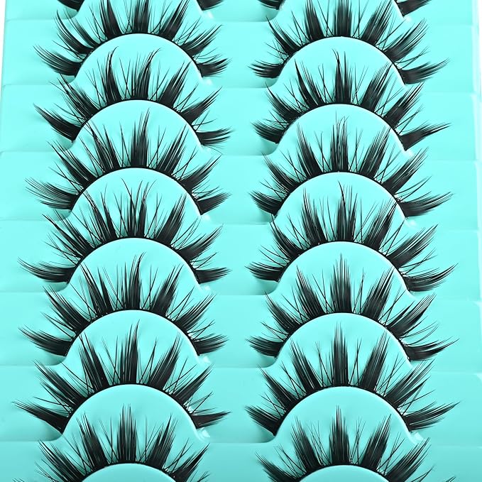 Manga Lashes Natural Anime Lashes Doll Spiky Eyelashes Mink Cosplay Eye Lashes Short Manhwa Lash Pack Strip Eyelash (Manga Lash | 8-16mm)