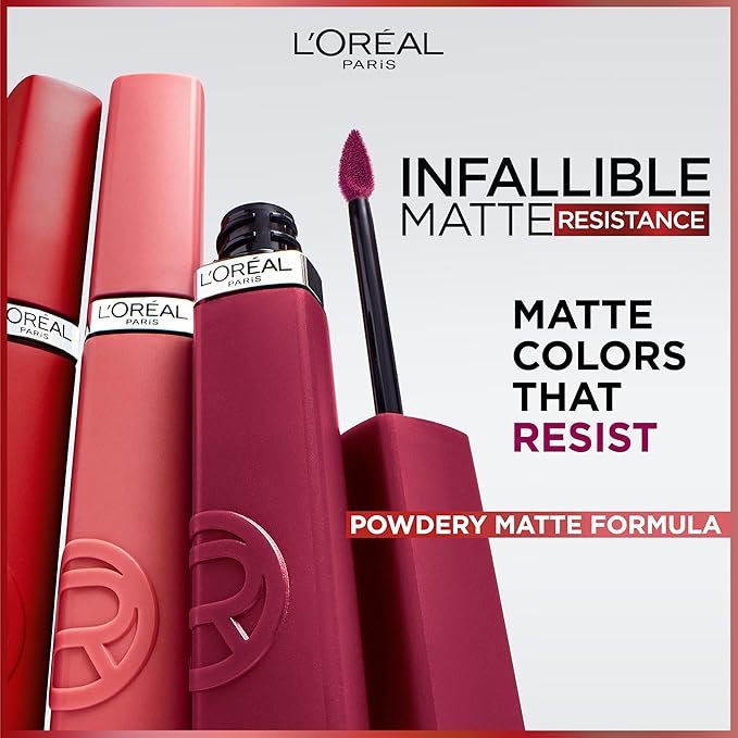 L'Oreal Paris Infallible Matte Resistance Liquid Lipstick, up to 16 Hour Wear, Tropical Vacay 210, 0.16 Fl Oz