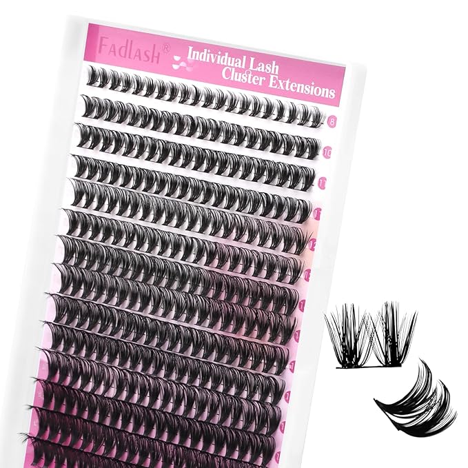 FADLASH Lash Clusters Wispy Eyelash Clusters 40D Natural Individual Lashes 8-16 mm and Waterproof Cluster Eyelash Extensions with Soft Thin Band