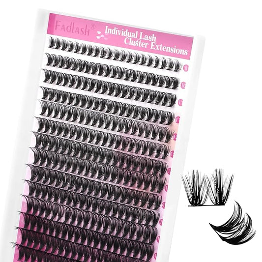 FADLASH Lash Clusters Wispy Eyelash Clusters 40D Natural Individual Lashes 8-16 mm and Waterproof Cluster Eyelash Extensions with Soft Thin Band