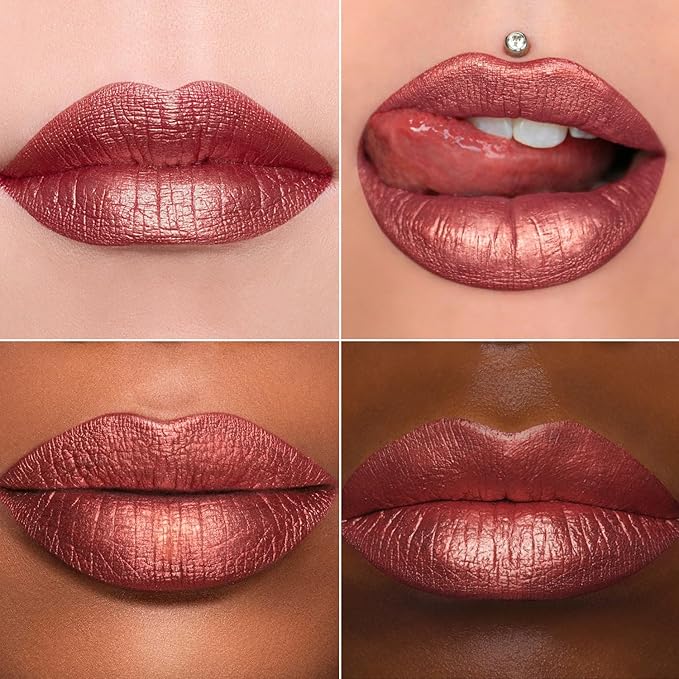 MAKI YIKA Red Lipstick for Women Metallic Lipsticks Glitter Long Lasting Lipstick No Smudge No Transfer Liquid Pink Lip Gloss (BR05 Victoria)