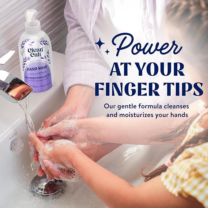 Cleancult Liquid Hand Soap Refills - Moisturizes Dry & Sensitive Skin - Made with Aloe Vera & Lavender Essential Oils - Wild Lavender - Eco Friendly - Paper-Based Packaging - 32 oz/2 Pack