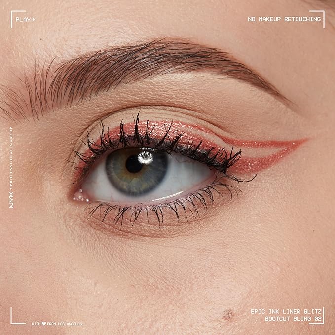 NYX PROFESSIONAL MAKEUP Epic Ink Glitz Liner, Waterproof Metallic Liquid Eyeliner with Vegan Formula - Bootcut Bling (Shimmer Bubblegum Pink)