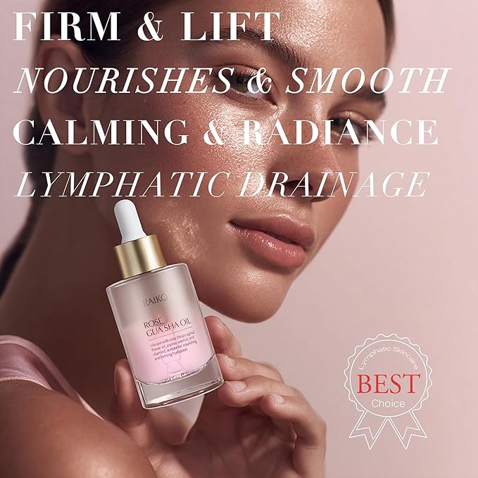 VRAIKO Gua Sha Face Oil Serum | Rosa Rugosa Flower & Jojoba Seed Oil Product | Detox, Plump, Anti-Oxidant, Soothing | Nourish, Cruelty Free, Natural, 1 fl oz