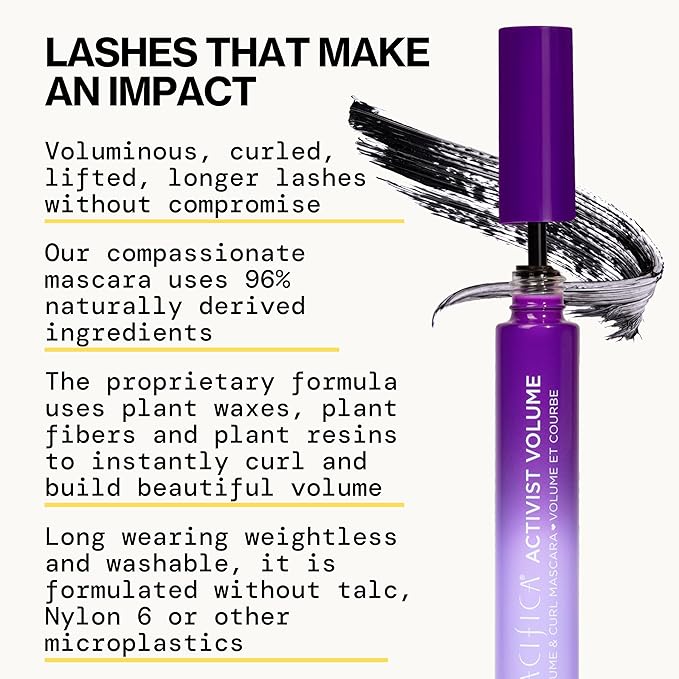 Pacifica Beauty, Activist Volume & Curl Black Mascara, Vegan Collagen Lash Serum & Clear Mascara Primer, Lengthening + Volumizing, Clean Makeup, Glass, Value Pack, Silicone Free, Vegan & Cruelty Free