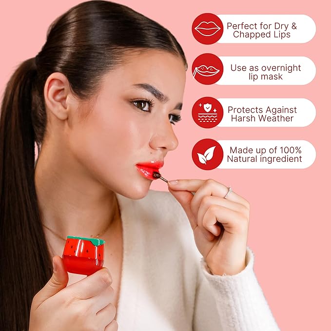 Original My Bee Balm Lip Balm - Watermelon Hydrating Balm Honey Pot for Dry, Chapped & Cracked Lips with Propolis, Honey & Vitamin E - Soften, Smooth & Reduce Lip Lines (Pack of 2)