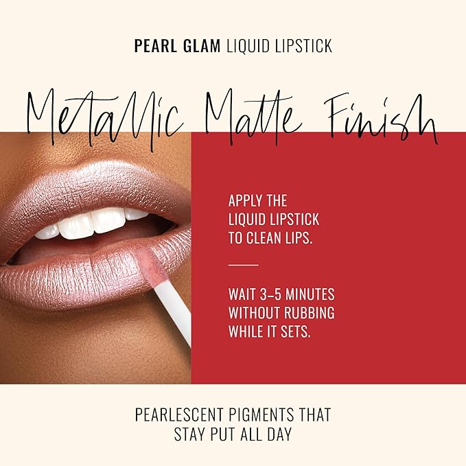 Runway Rogue Pearl Glam Long Wear Shimmer Liquid Lipstick, Metallic Nude/Pale-Pink Lipstick with Silver and Gold Shimmer, ‘Soft Box’