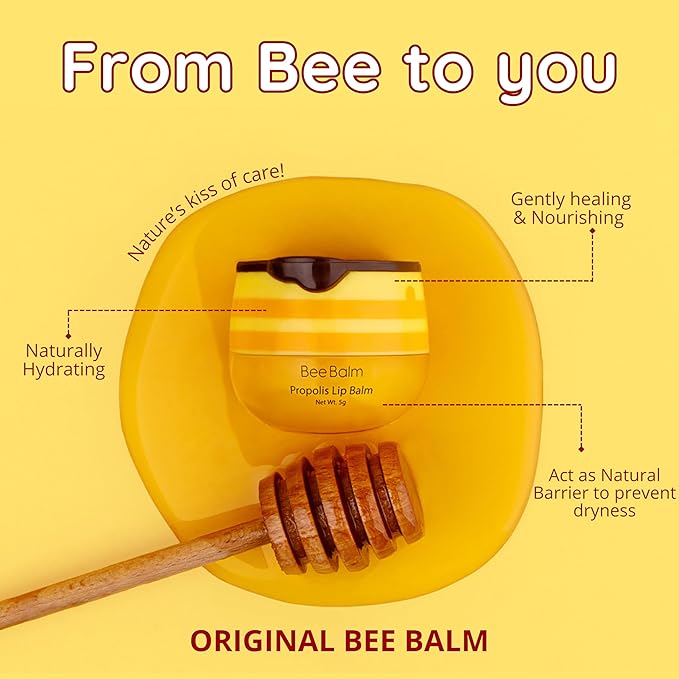 Original My Bee Balm Lip Balm - Propolis Hydrating Balm Honey Pot for Dry, Chapped & Cracked Lips with Propolis, Honey & Vitamin E - Soften, Smooth & Reduce Lip Lines (Pack of 2)