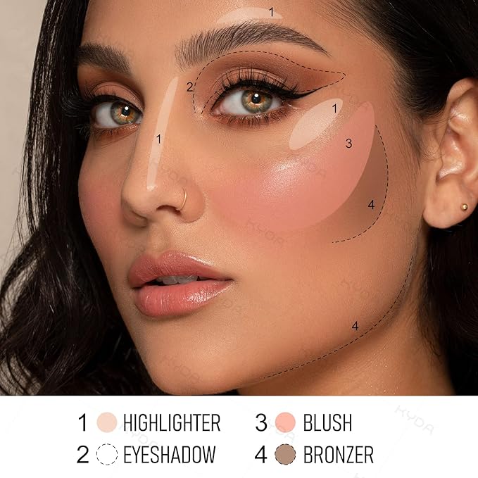 KYDA Baked Makeup Palette, Full Size Baked Palette Compact Includes Bronzer, Blush, Highlighters and 4 Eyeshadows, Travel-Friendly Baking Makeup, Highly Pigmented, Long-Wearing