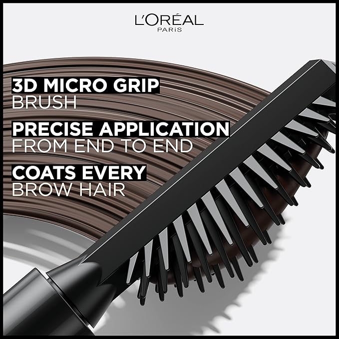 L'Oreal Paris Infallible Volumizing 24H Wear Brow Mascara, Long Lasting Eyebrow Makeup for 2X Fuller Eyebrows, 6.0 Light Brunette, 0.13 Fl Oz