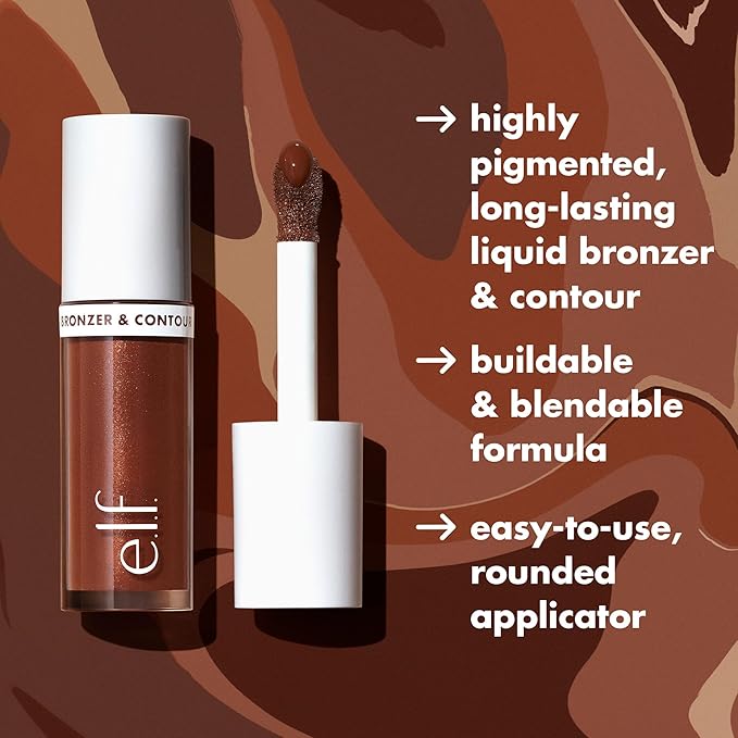 e.l.f. Camo Liquid Bronzer & Contour, Silky Highly Pigmented Formula, Creates a Long-Lasting Bronzed Glow & Natural Look, Vegan & Cruelty-Free, 11 Rich