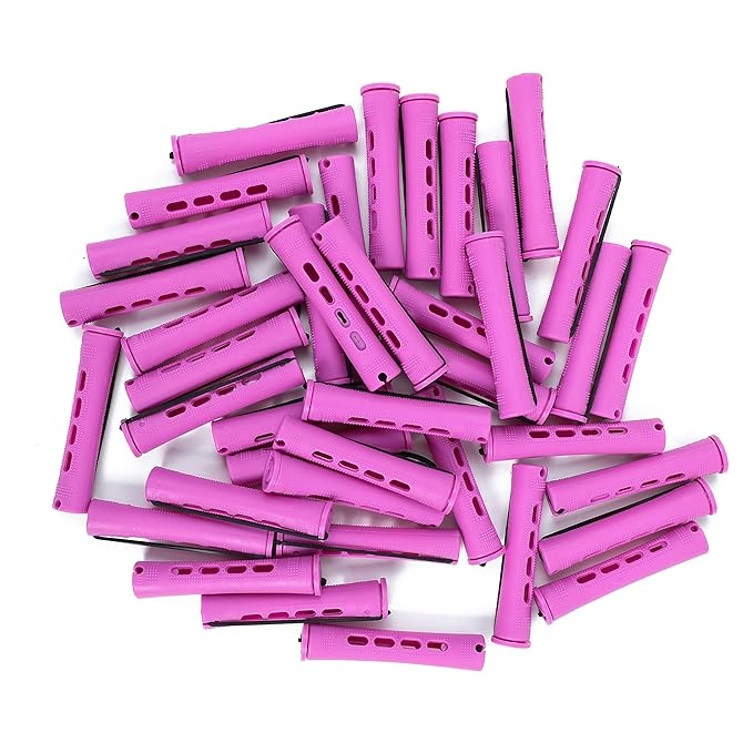 20pcs Women's Perm Rods Set for Natural Hair: 2 Sizes Cold Wave Hair Rollers for Curling and Styling All Hair Lengths - DIY Hairdressing Tools (Purple)