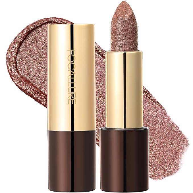 FOCALLURE Glisten Opal Shine Lipstick, High Impact Lip Color, Moisturizing Tinted Lip Balm, Lightweight & Hydrating Formula for Lip Care, BITTER SWEET