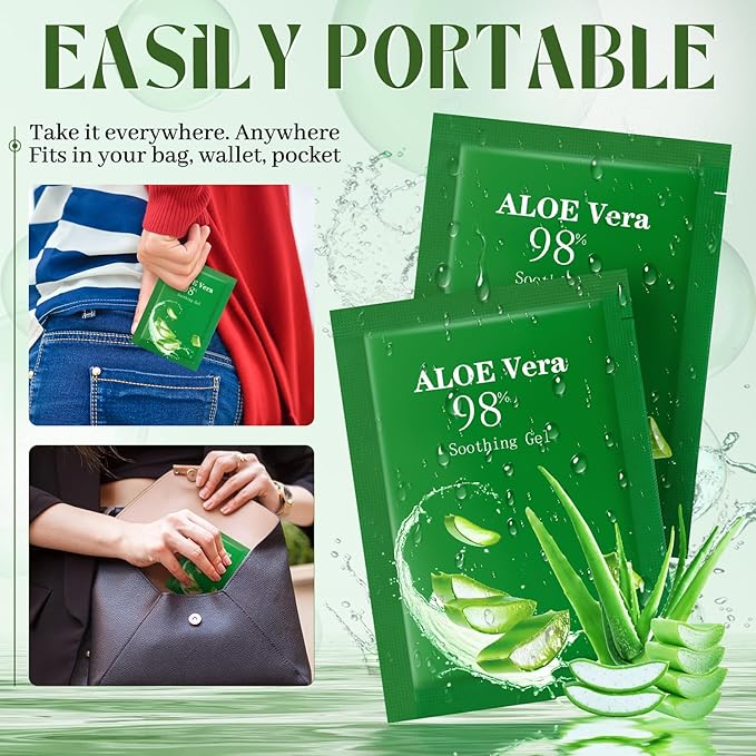 60 Pcs Aloe Vera Gel Bulk Travel Size Soothing Gel 98% Organic Aloe Vera Moisturizer for Skin and Hair Face Moisturizer for Sunburns Relief, Razor Burns, DIY Skincare