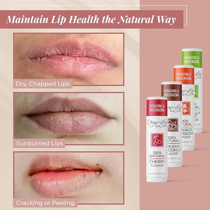 100% Natural Lip Balm Set, Hydrating Petroleum